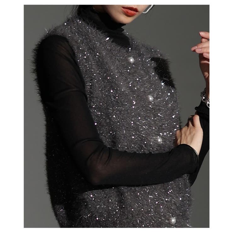 重ね着をアップデートするラメシャギーニットベスト レディース ファッション | Sawa a la mode | 詳細画像10 