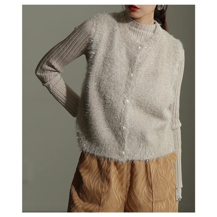 重ね着をアップデートするラメシャギーニットベスト レディース ファッション | Sawa a la mode | 詳細画像14 