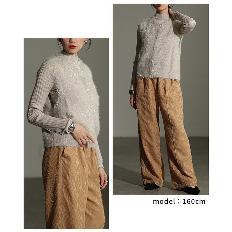 重ね着をアップデートするラメシャギーニットベスト レディース ファッション | Sawa a la mode | 詳細画像15 