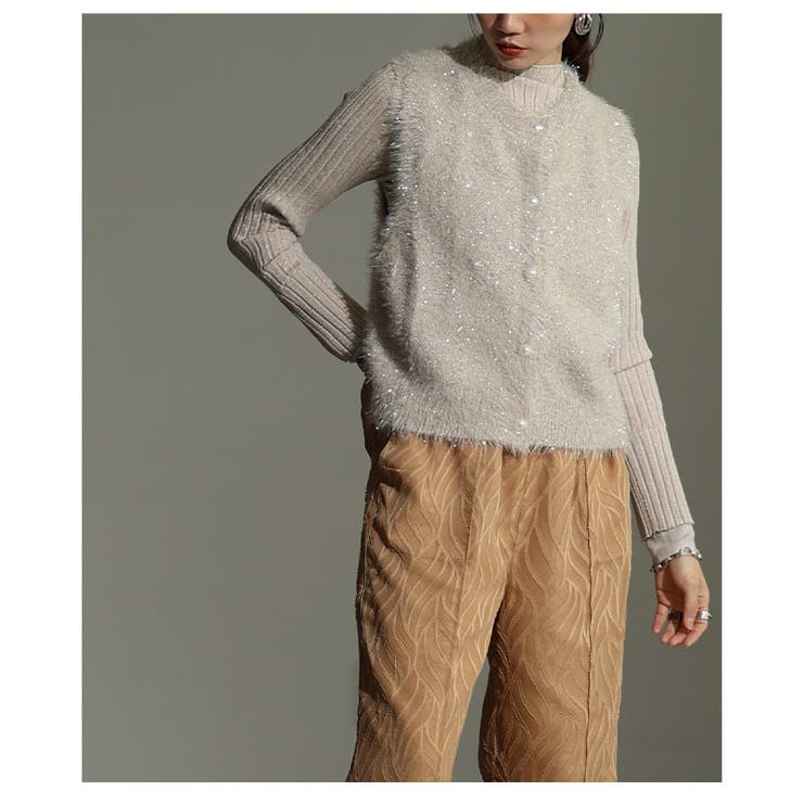 重ね着をアップデートするラメシャギーニットベスト レディース ファッション | Sawa a la mode | 詳細画像22 