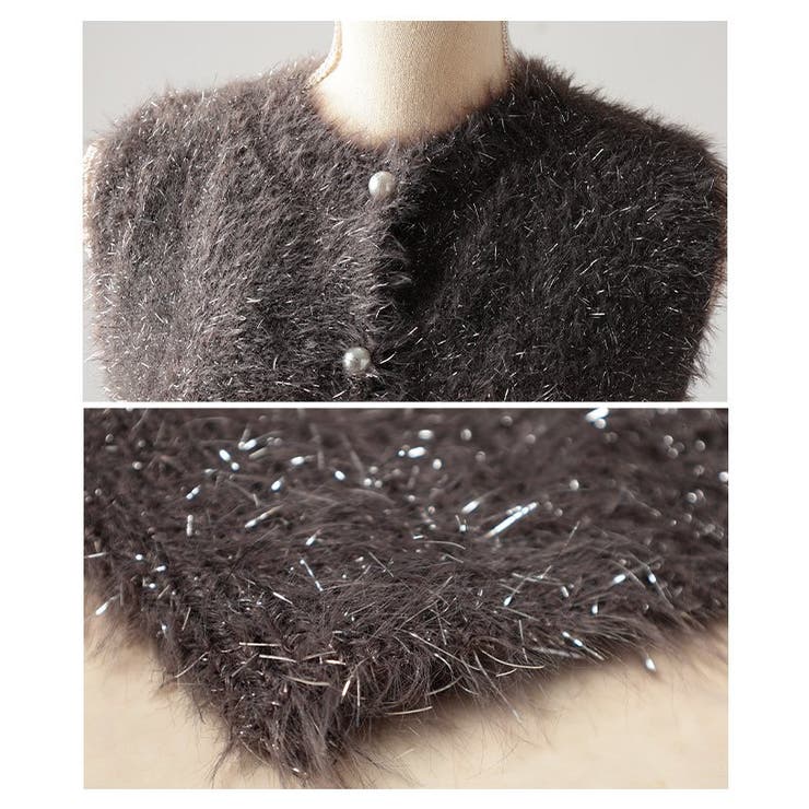 重ね着をアップデートするラメシャギーニットベスト レディース ファッション | Sawa a la mode | 詳細画像23 