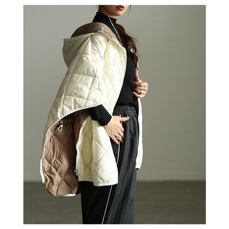 2wayキルティングジップアップフーディーポンチョ レディース ファッション | Sawa a la mode | 詳細画像10 