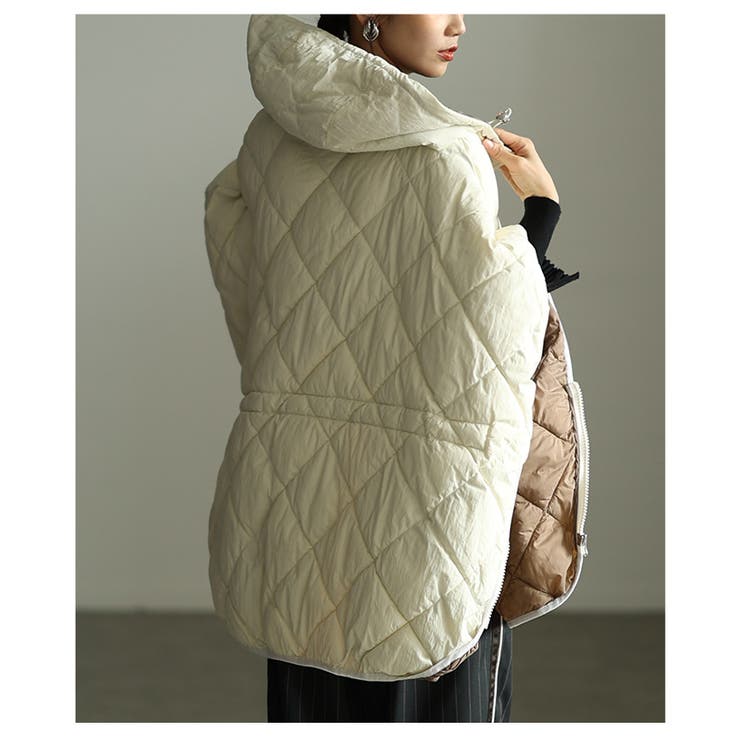 2wayキルティングジップアップフーディーポンチョ レディース ファッション | Sawa a la mode | 詳細画像14 