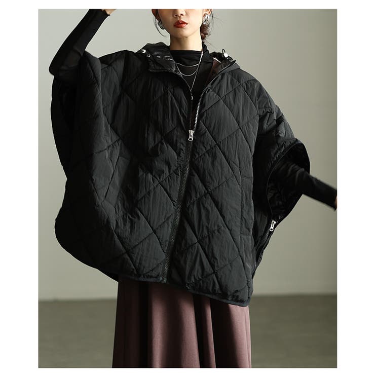 2wayキルティングジップアップフーディーポンチョ レディース ファッション | Sawa a la mode | 詳細画像19 