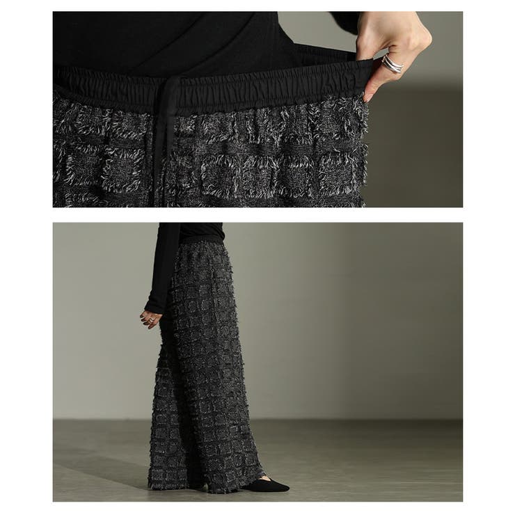 旬のシーズンムード高まるチェック柄ジャガードワイドパンツ レディース ファッション | Sawa a la mode | 詳細画像5 