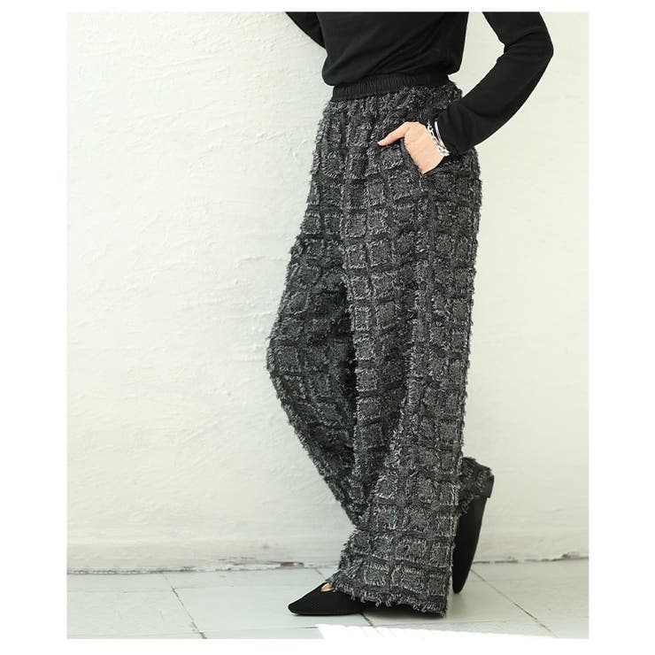 旬のシーズンムード高まるチェック柄ジャガードワイドパンツ レディース ファッション | Sawa a la mode | 詳細画像8 