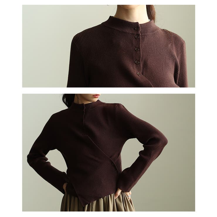 ヒトクセ効かせたアシンメトリーリブニットトップス レディース ファッション | Sawa a la mode | 詳細画像5 