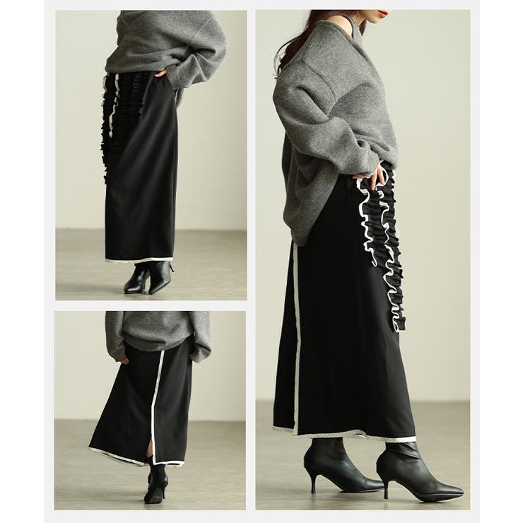 流れるフリルで魅せるフリルラインタイトスカート レディース ボトムス | Sawa a la mode | 詳細画像17 