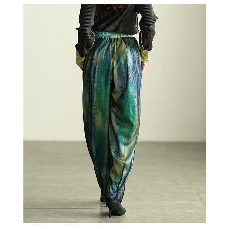 光と色で遊ばせるアートパターンオーガンジーワイドパンツ レディース ボトムス | Sawa a la mode | 詳細画像16 