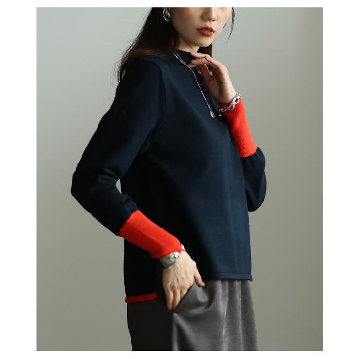 「差し色マジック」アクセントカラーニットトップス レディース ファッション | Sawa a la mode | 詳細画像4 