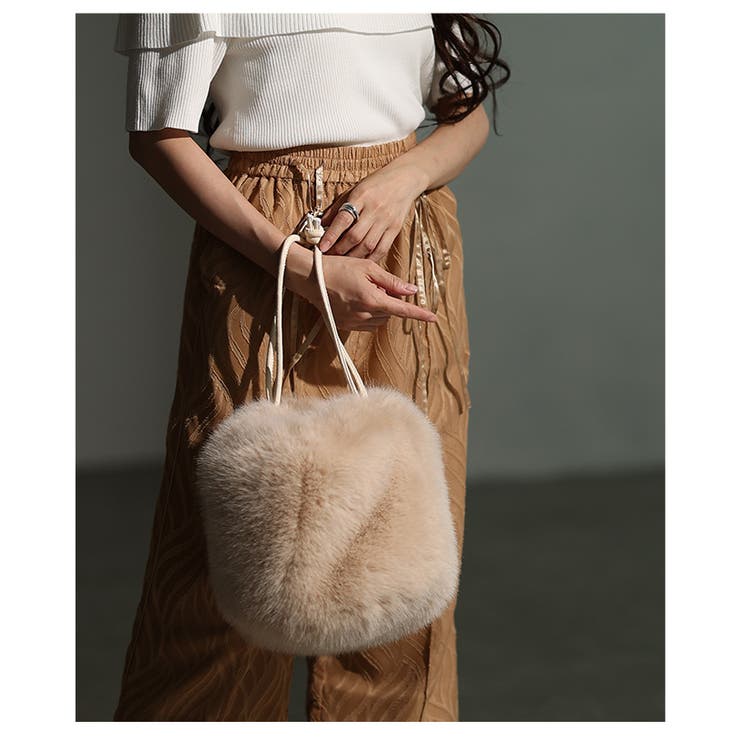 コロンと愛らしいフェイクファー巾着ハンドバッグ レディース ファッション | Sawa a la mode | 詳細画像8 