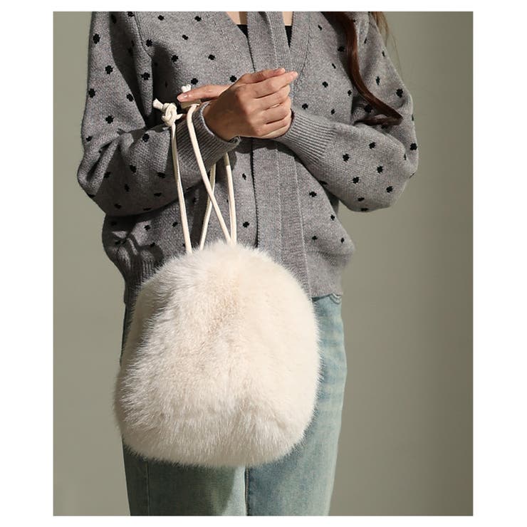 コロンと愛らしいフェイクファー巾着ハンドバッグ レディース ファッション | Sawa a la mode | 詳細画像14 