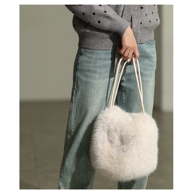 コロンと愛らしいフェイクファー巾着ハンドバッグ レディース ファッション | Sawa a la mode | 詳細画像16 
