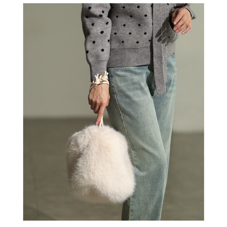 コロンと愛らしいフェイクファー巾着ハンドバッグ レディース ファッション | Sawa a la mode | 詳細画像20 