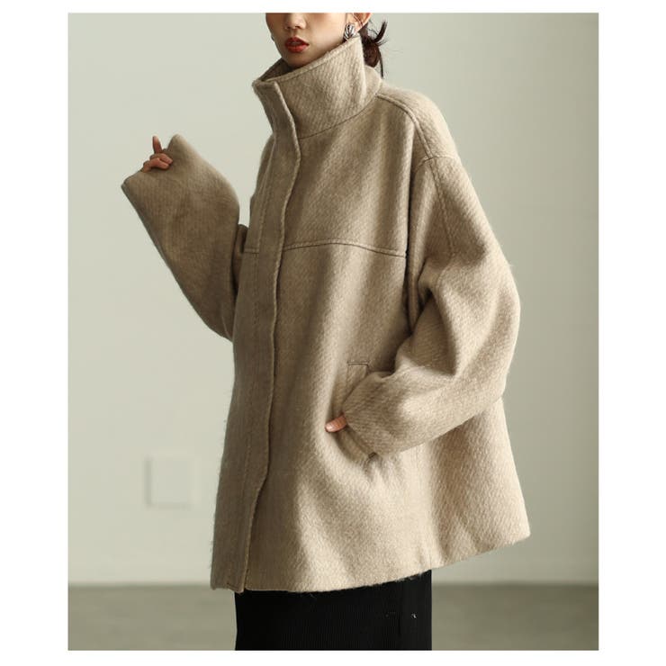 風合い感じるシャギースタンドカラーミドルコート レディース ファッション | Sawa a la mode | 詳細画像12 