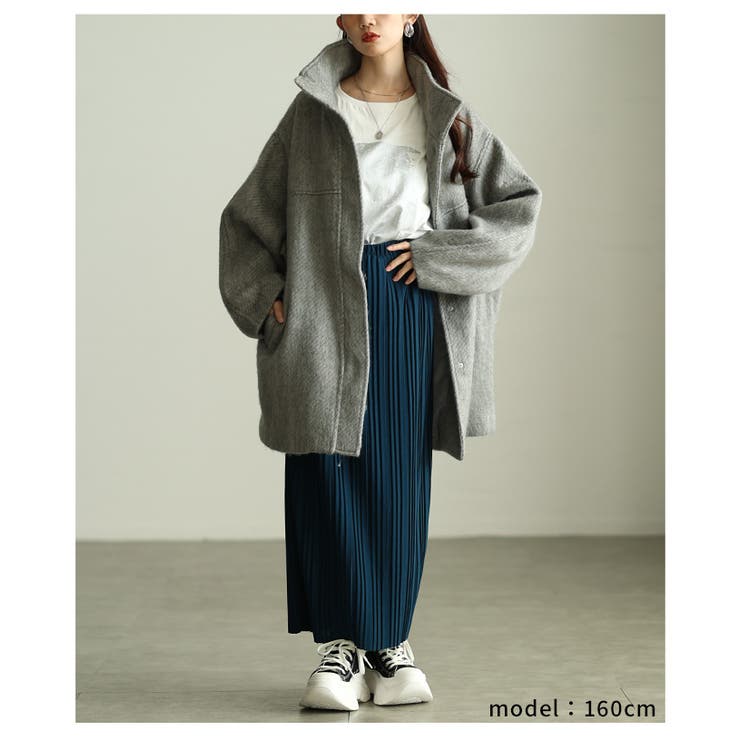 風合い感じるシャギースタンドカラーミドルコート レディース ファッション | Sawa a la mode | 詳細画像15 