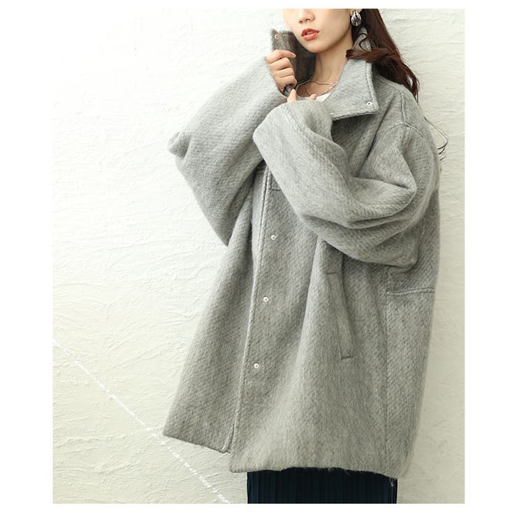 風合い感じるシャギースタンドカラーミドルコート レディース ファッション | Sawa a la mode | 詳細画像16 