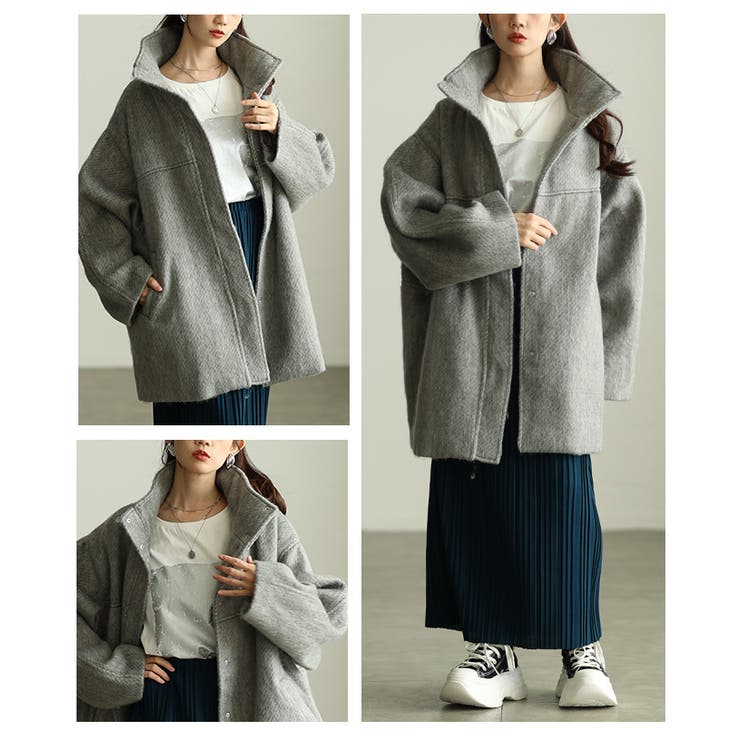 風合い感じるシャギースタンドカラーミドルコート レディース ファッション | Sawa a la mode | 詳細画像17 