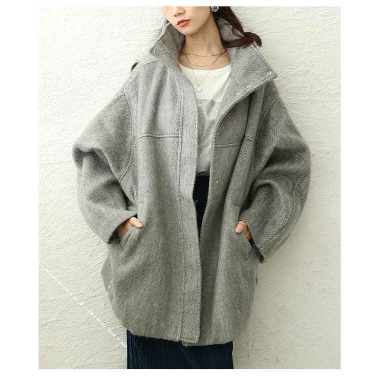 風合い感じるシャギースタンドカラーミドルコート レディース ファッション | Sawa a la mode | 詳細画像19 