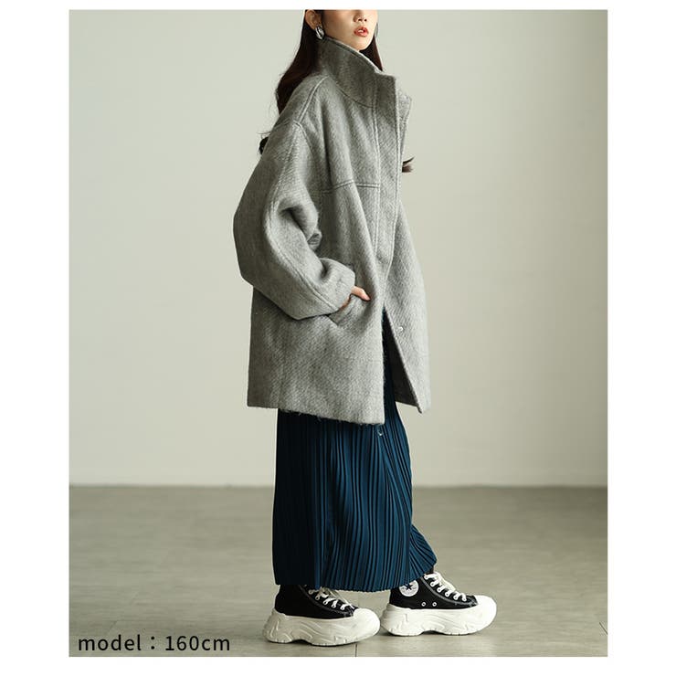 風合い感じるシャギースタンドカラーミドルコート レディース ファッション | Sawa a la mode | 詳細画像20 