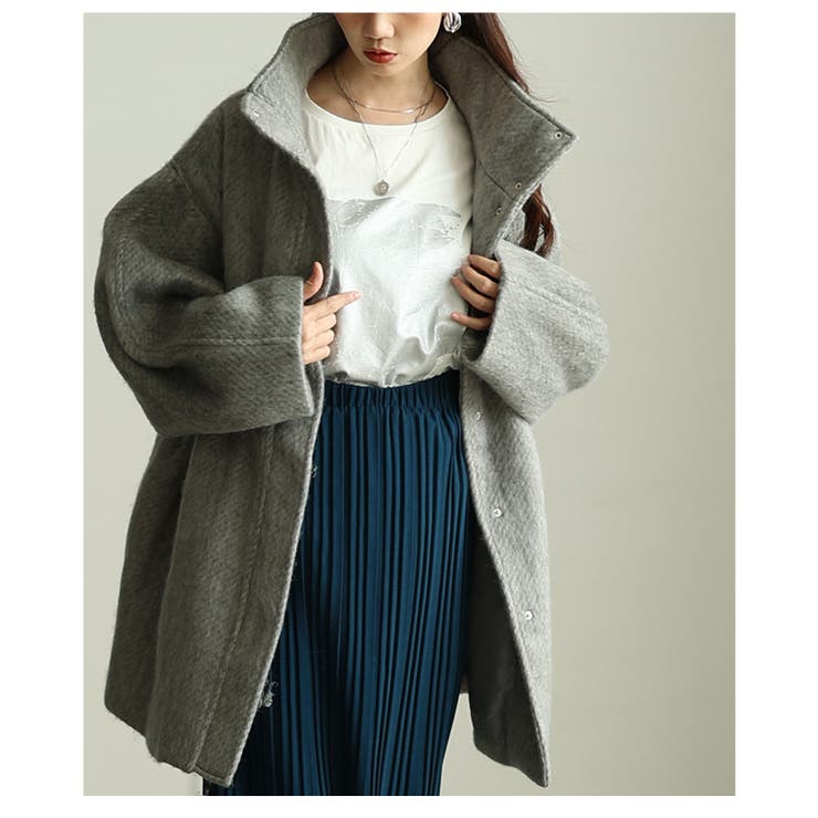 風合い感じるシャギースタンドカラーミドルコート レディース ファッション | Sawa a la mode | 詳細画像21 