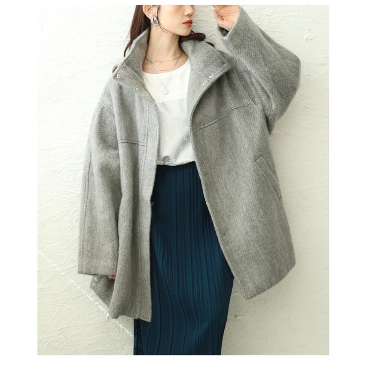 風合い感じるシャギースタンドカラーミドルコート レディース ファッション | Sawa a la mode | 詳細画像22 