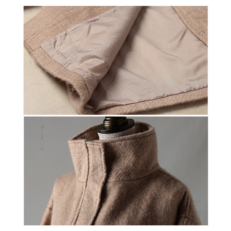 風合い感じるシャギースタンドカラーミドルコート レディース ファッション | Sawa a la mode | 詳細画像23 