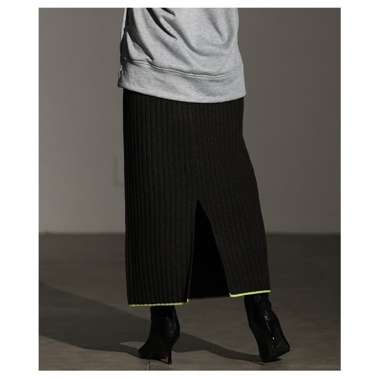 遊び心をひと匙加えたリブニット配色ラインナロースカート レディース ファッション | Sawa a la mode | 詳細画像16 