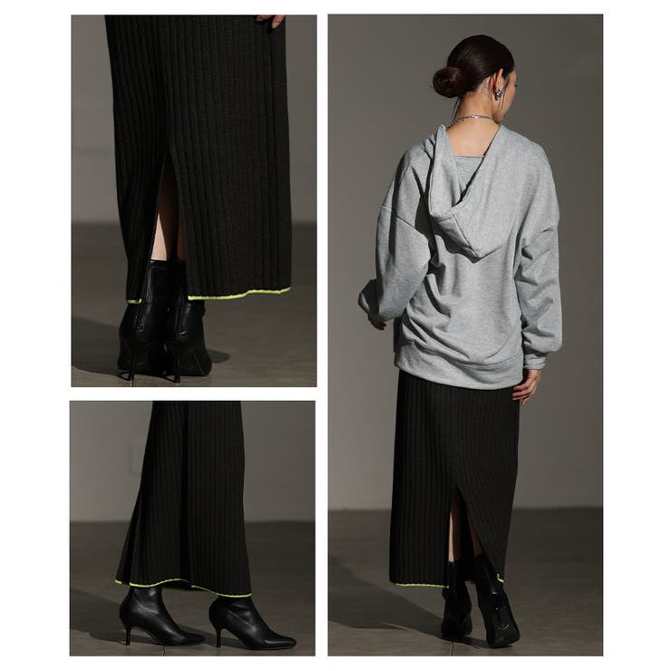 遊び心をひと匙加えたリブニット配色ラインナロースカート レディース ファッション | Sawa a la mode | 詳細画像19 