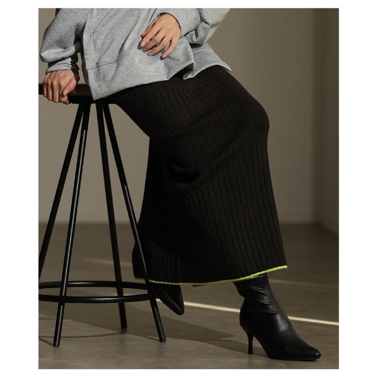 遊び心をひと匙加えたリブニット配色ラインナロースカート レディース ファッション | Sawa a la mode | 詳細画像20 