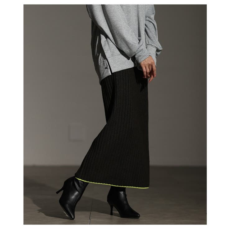 遊び心をひと匙加えたリブニット配色ラインナロースカート レディース ファッション | Sawa a la mode | 詳細画像21 