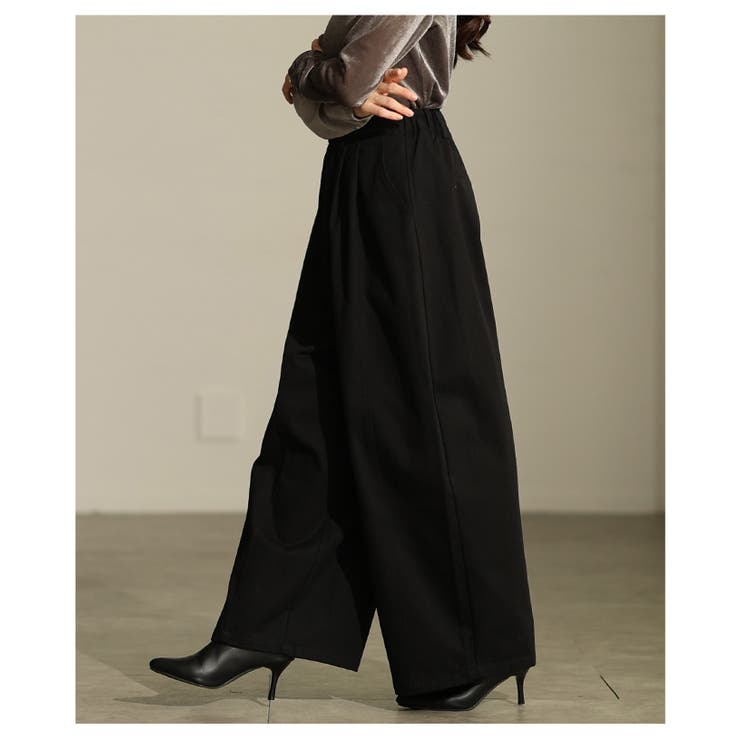 穿くだけ旬顔スタイルになるタックカーブワイドパンツ レディース ファッション | Sawa a la mode | 詳細画像4 