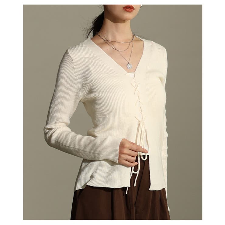 女性らしさを引き立てるレースアップニットトップス レディース ファッション | Sawa a la mode | 詳細画像4 