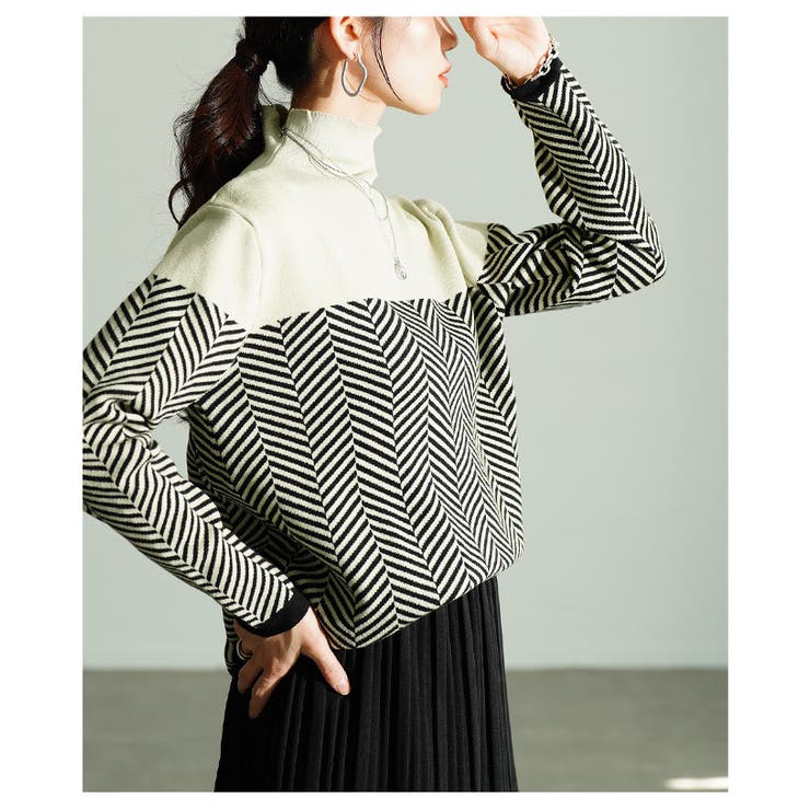 着るだけでサマになるジオメトリック柄ニットトップス レディース ファッション | Sawa a la mode | 詳細画像4 