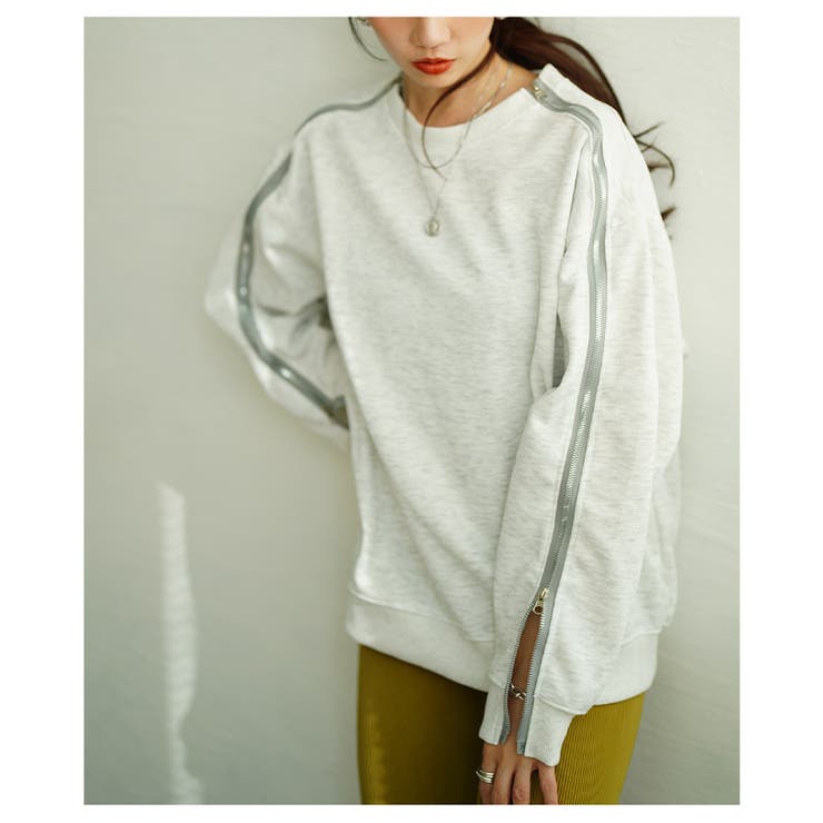 エッジを加えたジップスリーブスウェットプルオーバー レディース ファッション | Sawa a la mode | 詳細画像7 