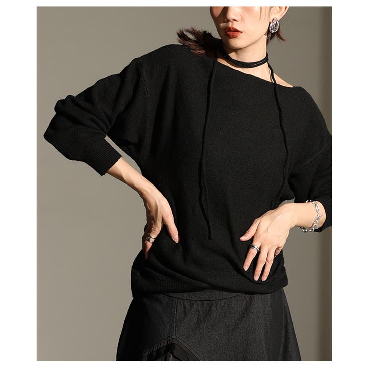 2wayで楽しめるオフショルチョーカー付きニットプルオーバー レディース | Sawa a la mode | 詳細画像16 