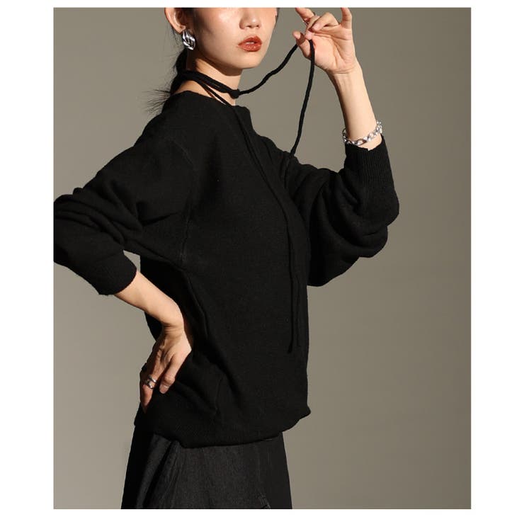 2wayで楽しめるオフショルチョーカー付きニットプルオーバー レディース | Sawa a la mode | 詳細画像20 