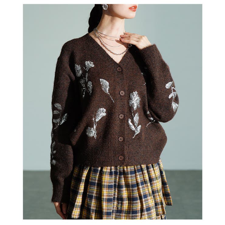 上品に映えるスパンコールフラワーカーディガン レディース トップス | Sawa a la mode | 詳細画像14 