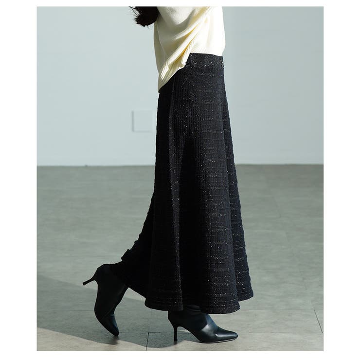 上品にきらめくトゥインクルニットフレアスカート レディース スカート | Sawa a la mode | 詳細画像8 