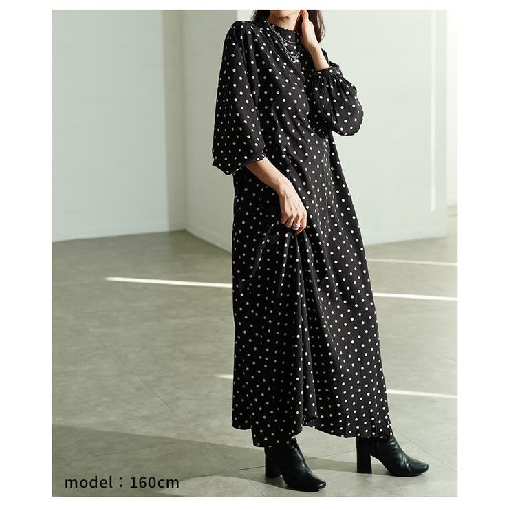 クラシカルムード漂うドット柄パフスリーブフレアワンピース レディース ファッション | Sawa a la mode | 詳細画像15 