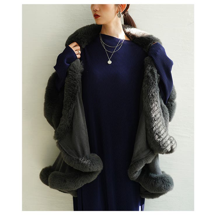 さっと羽織れるラグジュアリーフェイクファーポンチョ レディース ファッション | Sawa a la mode | 詳細画像12 