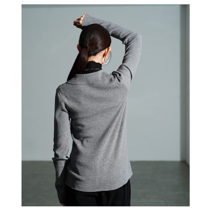 知的な大人ムード漂う配色ラインリブニットポロカーディガン レディース ファッショ… | Sawa a la mode | 詳細画像10 