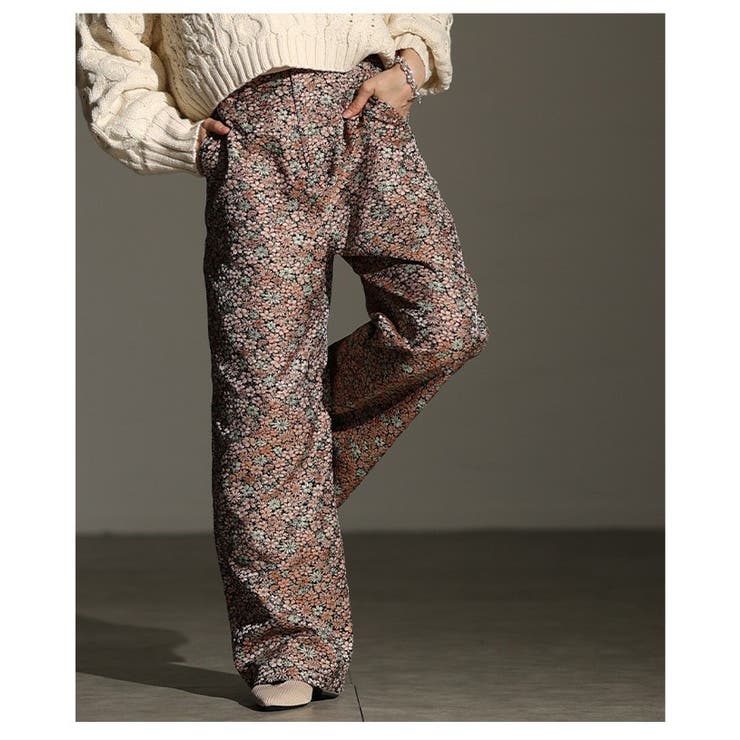 控えめな華やぎ纏う小花柄ジャガードストレートパンツ レディース ファッション | Sawa a la mode | 詳細画像8 