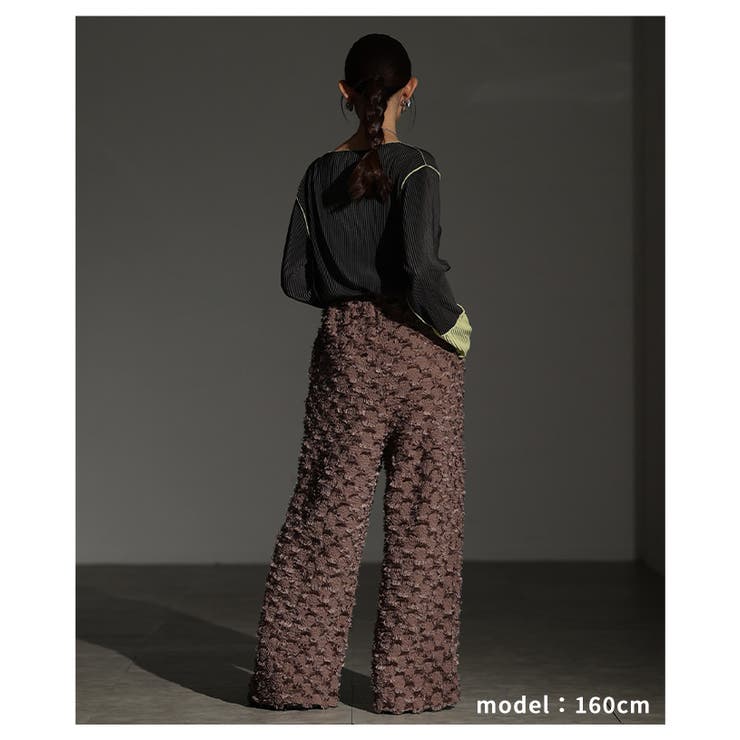 モードな個性を放つ立体フリンジワイドストレートパンツ レディース ファッション | Sawa a la mode | 詳細画像12 