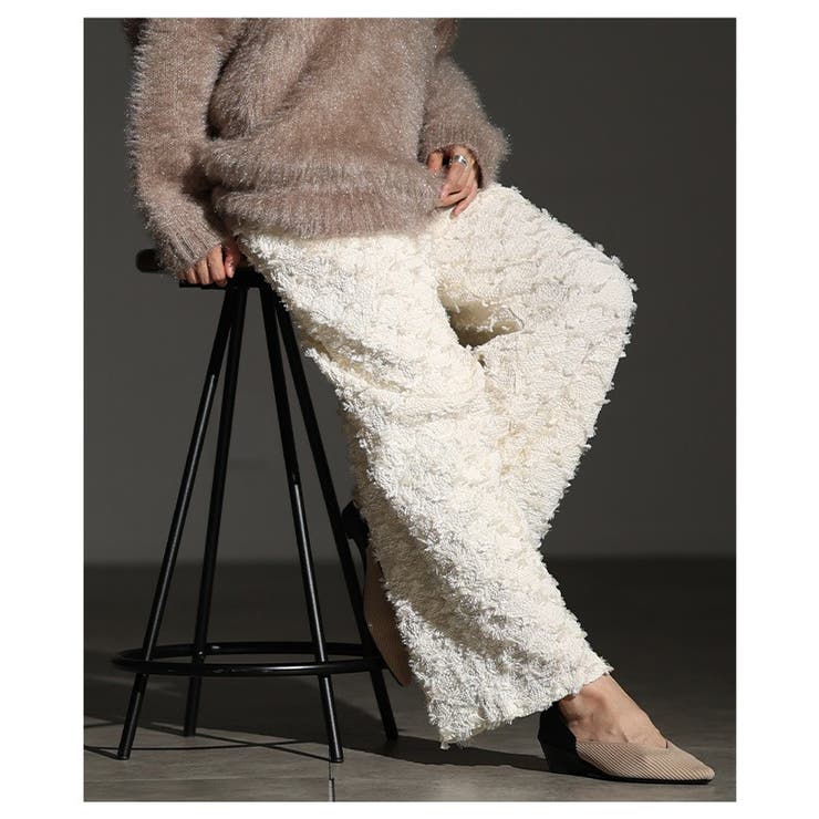 モードな個性を放つ立体フリンジワイドストレートパンツ レディース ファッション | Sawa a la mode | 詳細画像14 