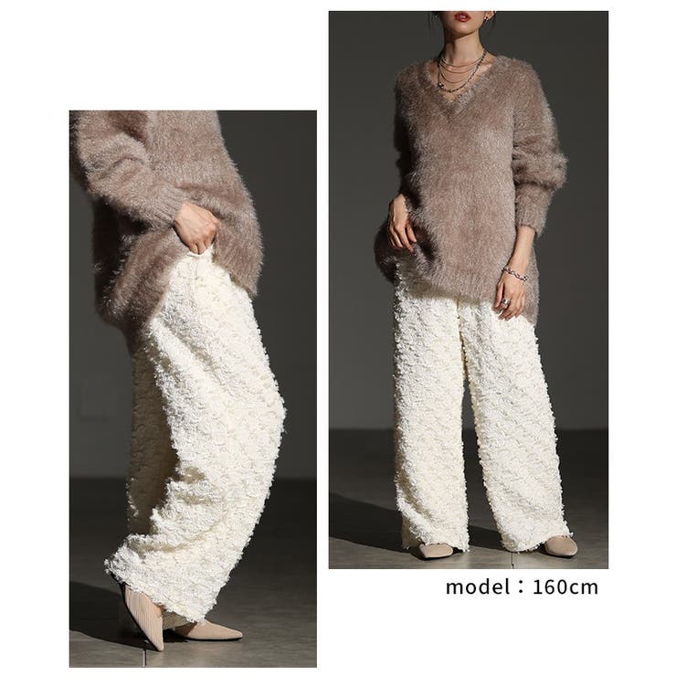 モードな個性を放つ立体フリンジワイドストレートパンツ レディース ファッション | Sawa a la mode | 詳細画像15 