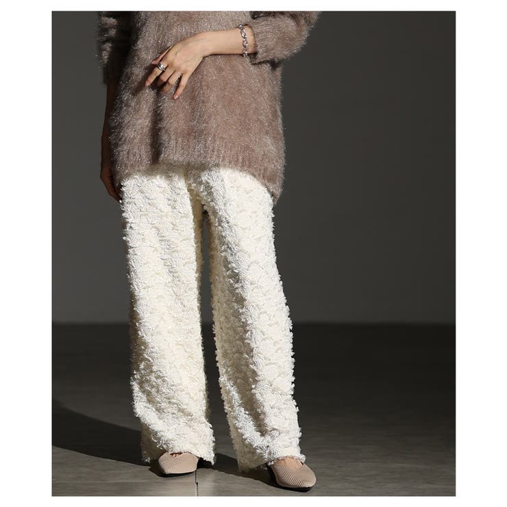 モードな個性を放つ立体フリンジワイドストレートパンツ レディース ファッション | Sawa a la mode | 詳細画像20 