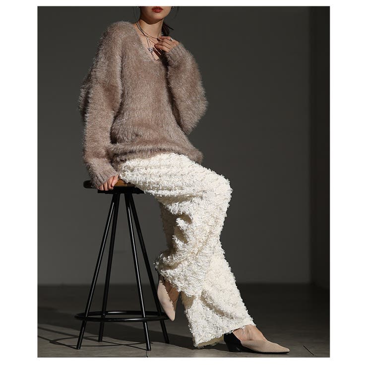 モードな個性を放つ立体フリンジワイドストレートパンツ レディース ファッション | Sawa a la mode | 詳細画像22 