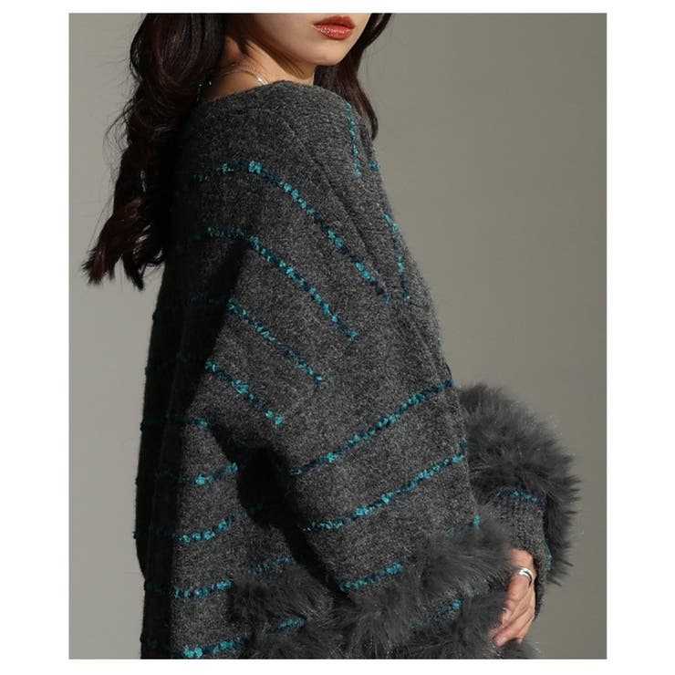 大人リュクスなジャガード×ファーボーダーニットカーディガン レディース ファッシ… | Sawa a la mode | 詳細画像21 