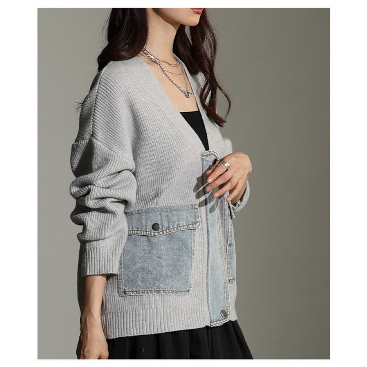 周りと差を付ける異素材デニム×リブニットカーディガン レディース ファッション | Sawa a la mode | 詳細画像20 